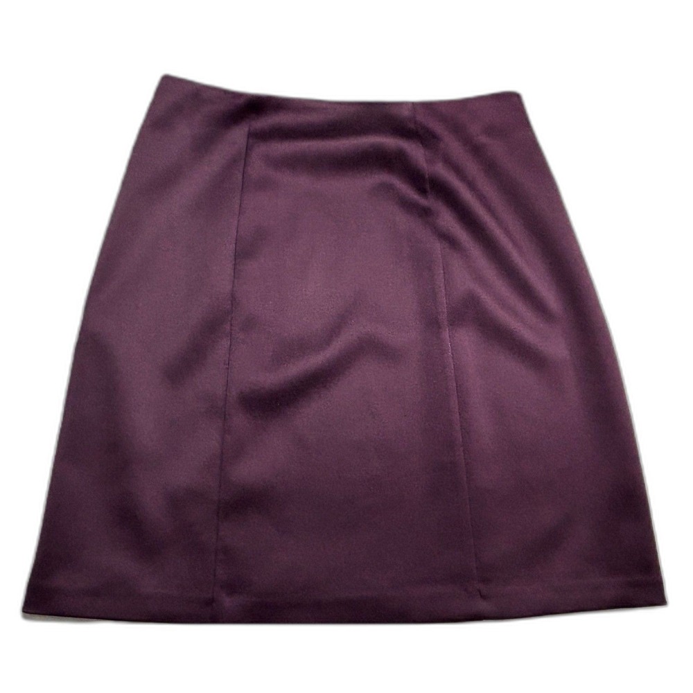 LOFT Petites Plum Purple A Line Mini Skirt Women's 2P Front Side Slit Minimalist - Picture 3 of 10